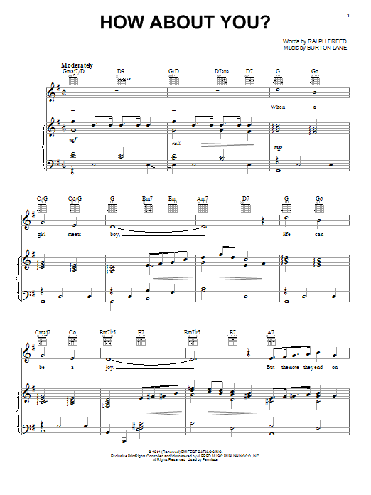 Learn to play Frank Sinatra How About You? (from Babes On Broadway) sheet music for Piano, Vocal & Guitar (Right-Hand Melody) in minutes. Frank Sinatra How About You? (from Babes On Broadway) sheet music notes and chords