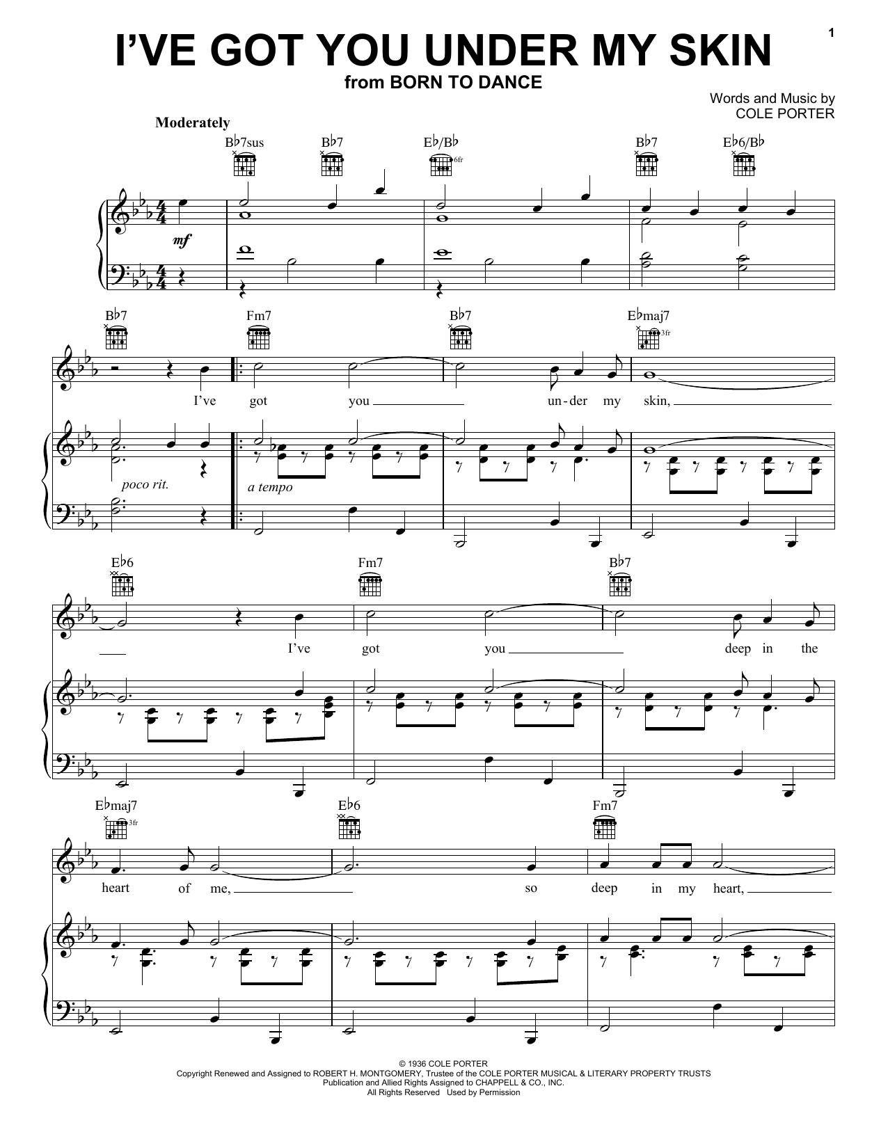 Learn to play Frank Sinatra I've Got You Under My Skin sheet music for Piano, Vocal & Guitar (Right-Hand Melody) in minutes. Frank Sinatra I've Got You Under My Skin sheet music preview music notes and score for Piano, Vocal & Guitar (Right-Hand Melody) including 5 page(s)