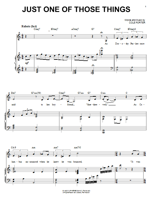 Learn to play Frank Sinatra Just One Of Those Things sheet music for Piano & Vocal in minutes. Frank Sinatra Just One Of Those Things sheet music preview music notes and score for Piano & Vocal including 8 page(s)
