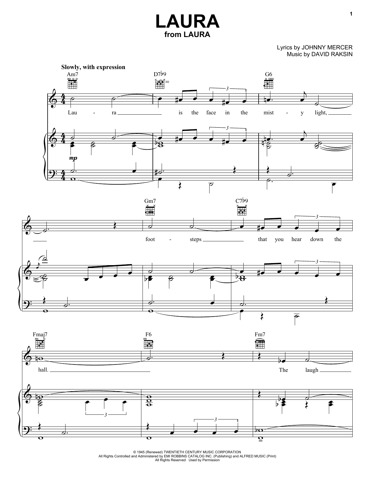 Learn to play Frank Sinatra Laura sheet music for Piano, Vocal & Guitar (Right-Hand Melody) in minutes. Frank Sinatra Laura sheet music notes and chords