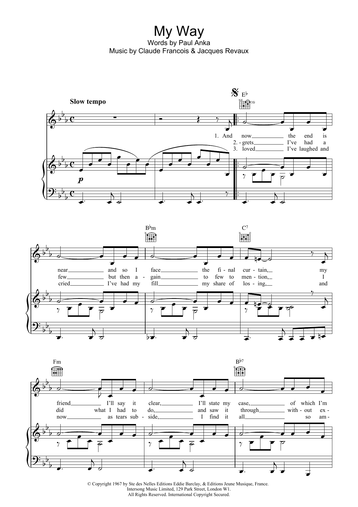 Frank Sinatra My Way Sheet Music Download Printable Pdf Music Notes Score And Chords 100611 