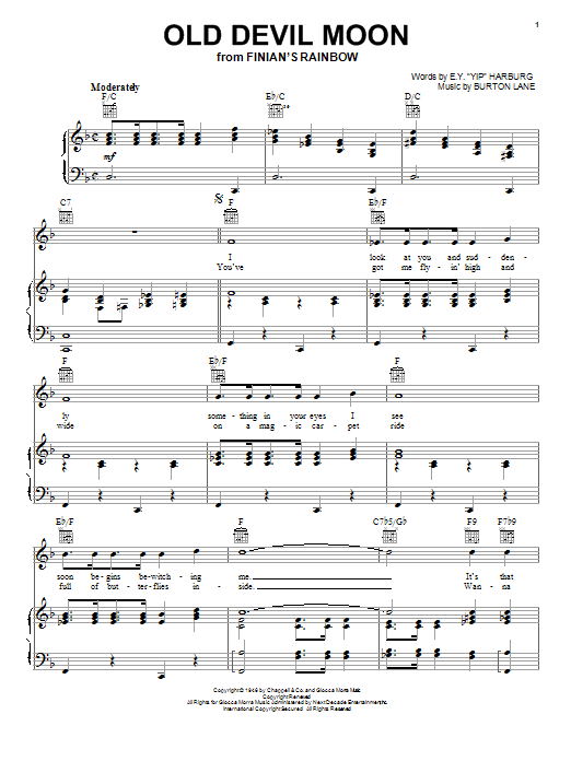 Learn to play Frank Sinatra Old Devil Moon sheet music for Piano, Vocal & Guitar (Right-Hand Melody) in minutes. Frank Sinatra Old Devil Moon sheet music notes and chords