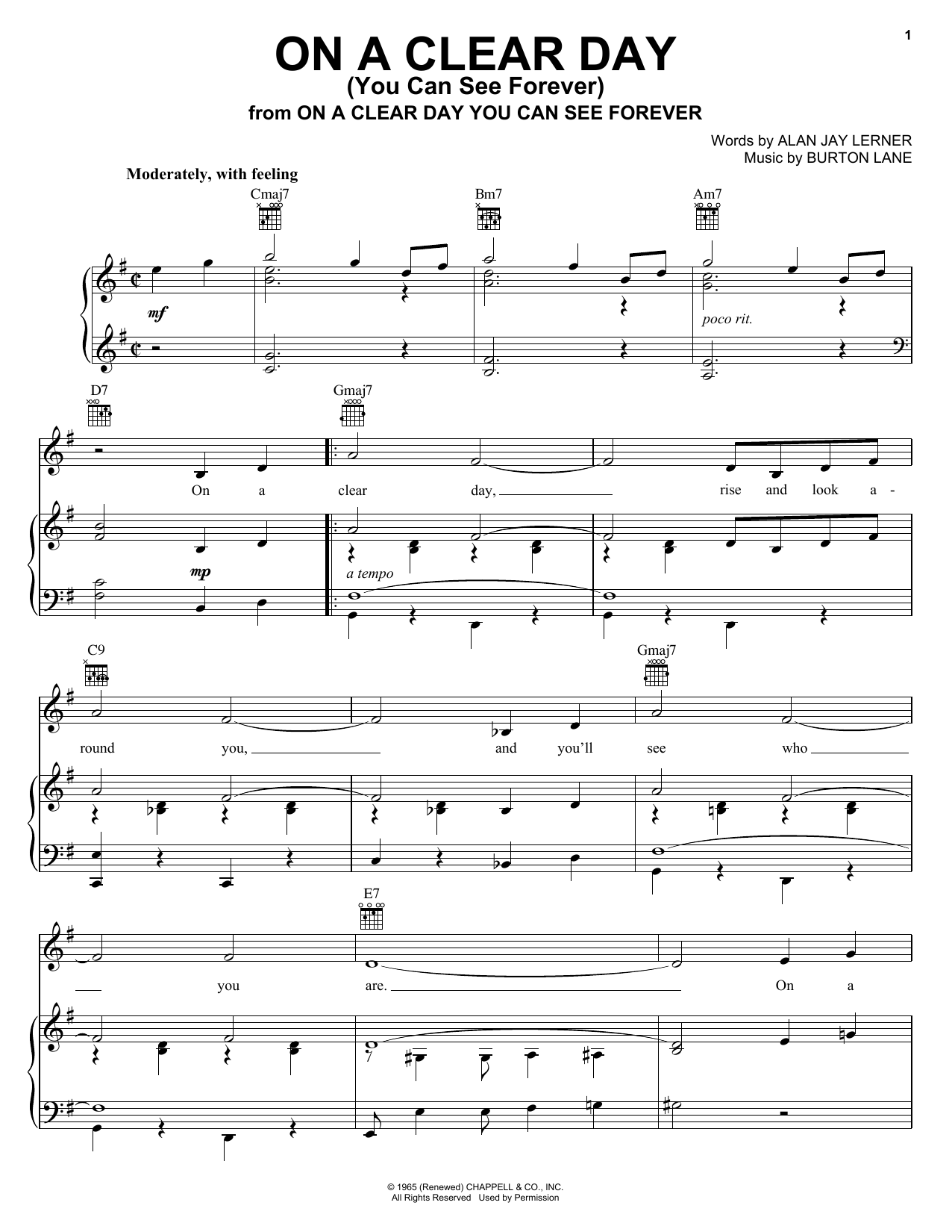 Learn to play Frank Sinatra On A Clear Day (You Can See Forever) sheet music for Piano, Vocal & Guitar (Right-Hand Melody) in minutes. Frank Sinatra On A Clear Day (You Can See Forever) sheet music notes and chords