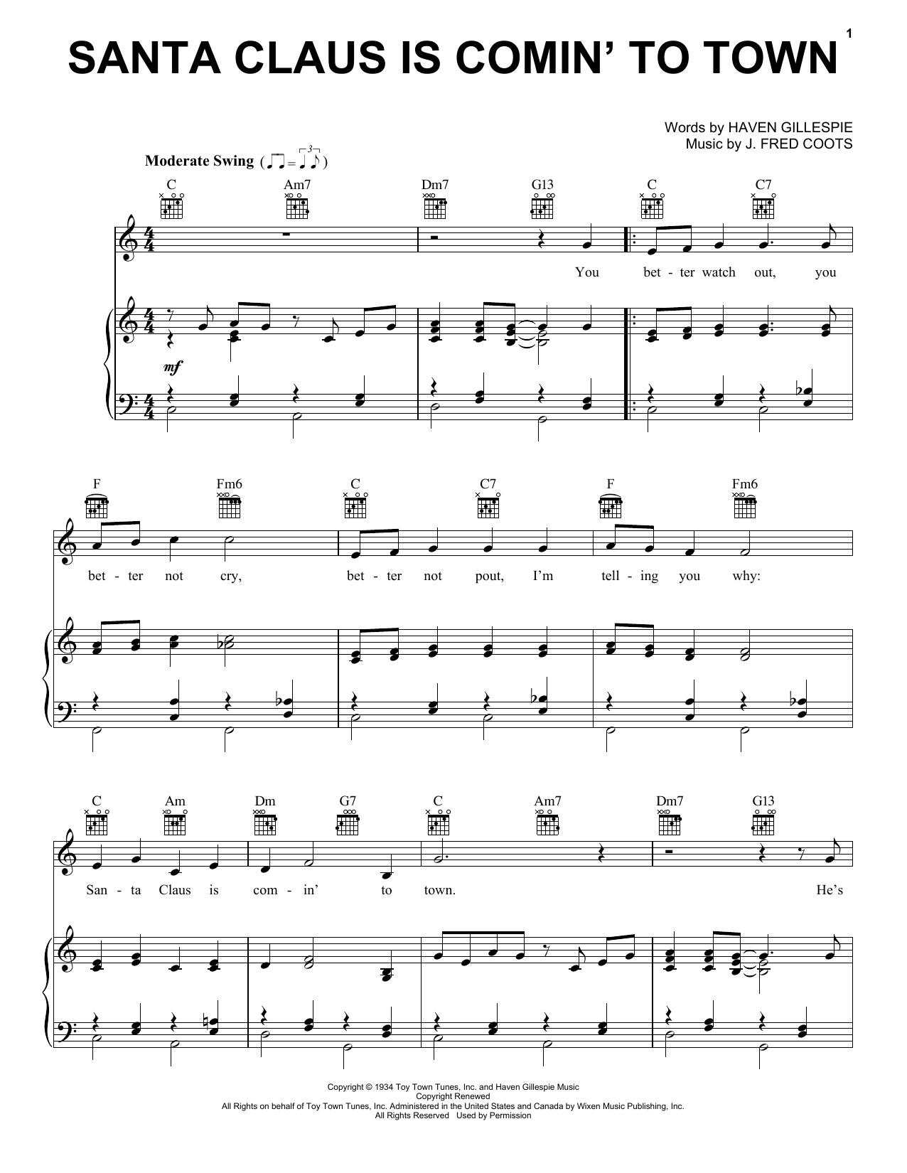 Learn to play Frank Sinatra Santa Claus Is Comin' To Town sheet music for Easy Piano in minutes. Frank Sinatra Santa Claus Is Comin' To Town sheet music notes and chords