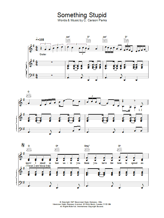 Learn to play Frank Sinatra Somethin' Stupid sheet music for Beginner Piano in minutes. Frank Sinatra Somethin' Stupid sheet music preview music notes and score for Beginner Piano including 2 page(s)