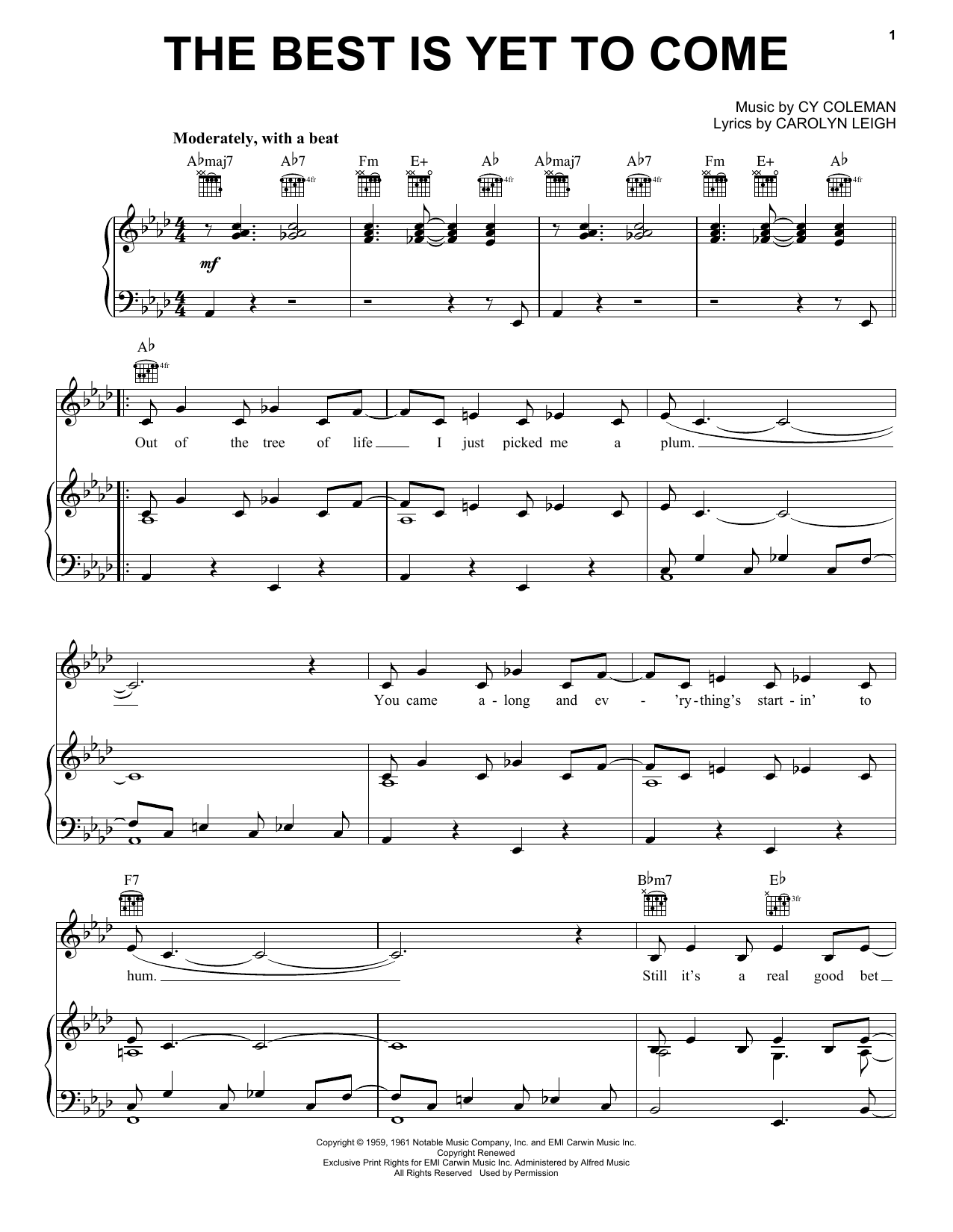 Learn to play Frank Sinatra The Best Is Yet To Come sheet music for E-Z Play Today in minutes. Frank Sinatra The Best Is Yet To Come sheet music preview music notes and score for E-Z Play Today including 2 page(s)