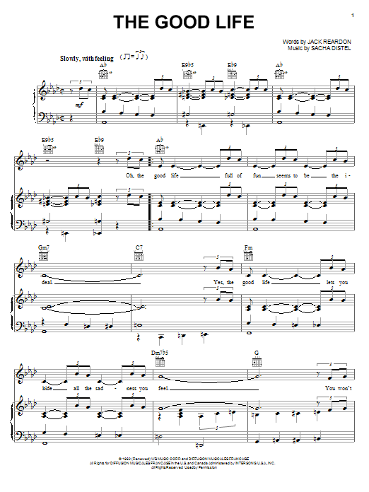 Learn to play Frank Sinatra The Good Life sheet music for Piano & Vocal in minutes. Frank Sinatra The Good Life sheet music preview music notes and score for Piano & Vocal including 5 page(s)