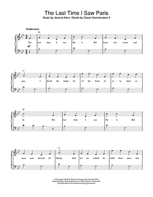 Learn to play Frank Sinatra The Last Time I Saw Paris sheet music for Piano in minutes. Frank Sinatra The Last Time I Saw Paris sheet music notes and chords