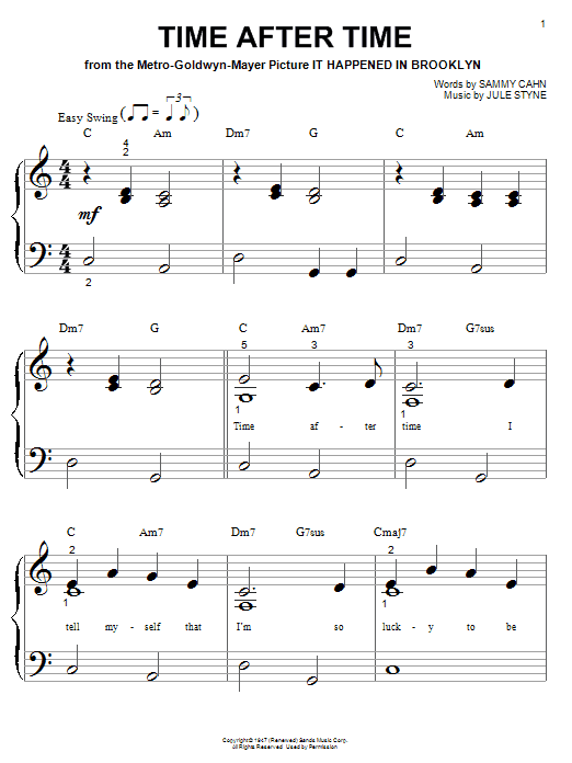 Learn to play Frank Sinatra Time After Time sheet music for E-Z Play Today in minutes. Frank Sinatra Time After Time sheet music preview music notes and score for E-Z Play Today including 2 page(s)
