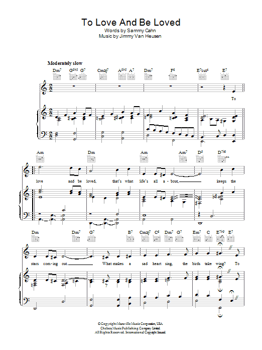 Learn to play Frank Sinatra To Love And Be Loved sheet music for Easy Piano in minutes. Frank Sinatra To Love And Be Loved sheet music preview music notes and score for Easy Piano including 4 page(s)