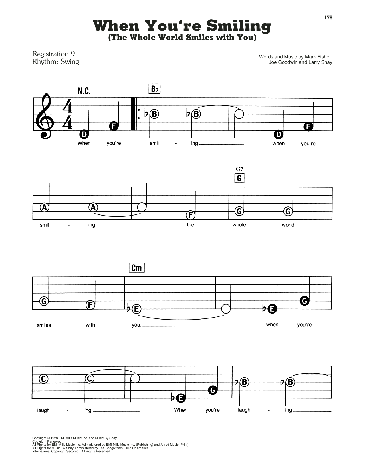 Learn to play Frank Sinatra When You're Smiling (The Whole World Smiles With You) sheet music for E-Z Play Today in minutes. Frank Sinatra When You're Smiling (The Whole World Smiles With You) sheet music preview music notes and score for E-Z Play Today including 3 page(s)