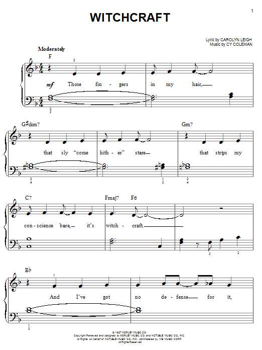 Learn to play Frank Sinatra Witchcraft sheet music for E-Z Play Today in minutes. Frank Sinatra Witchcraft sheet music preview music notes and score for E-Z Play Today including 2 page(s)