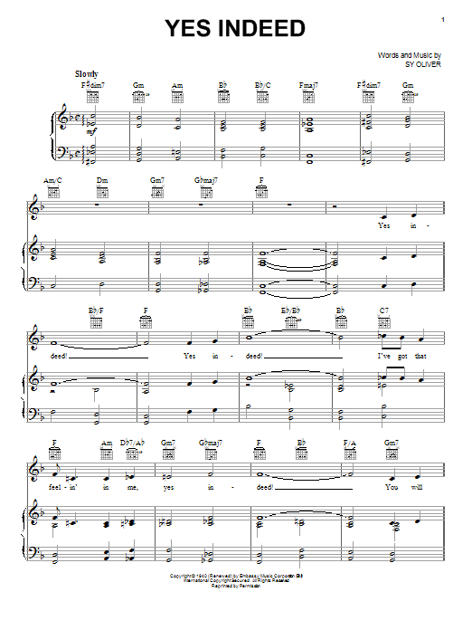 Learn to play Frank Sinatra Yes Indeed sheet music for Piano & Vocal in minutes. Frank Sinatra Yes Indeed sheet music preview music notes and score for Piano & Vocal including 6 page(s)