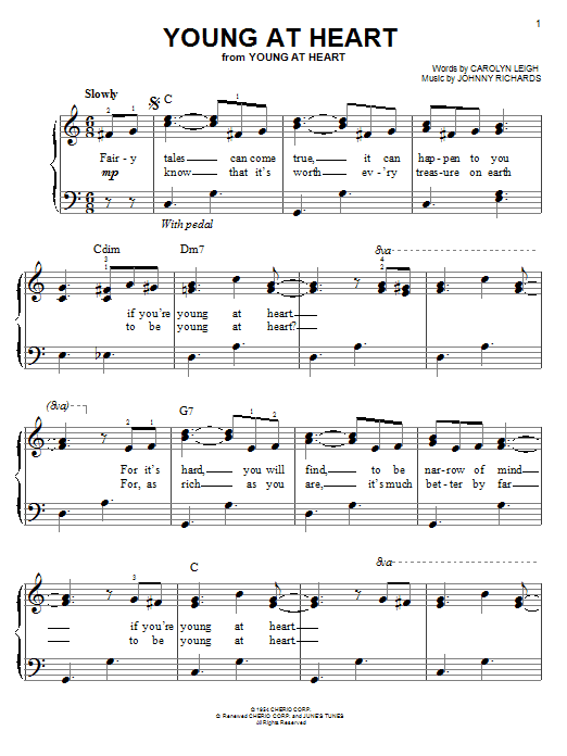 Learn to play Frank Sinatra Young At Heart sheet music for Easy Piano in minutes. Frank Sinatra Young At Heart sheet music preview music notes and score for Easy Piano including 3 page(s)