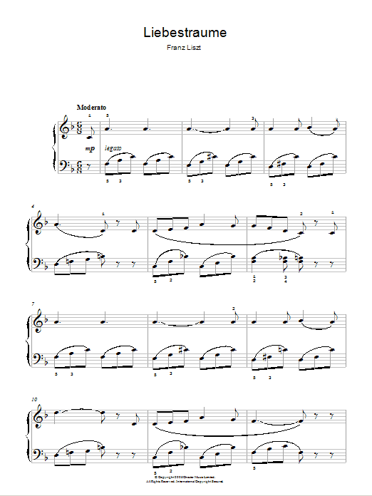 Franz Liszt Liebestraume: Notturno No.3 In A Flat: O Lieb, So Lang Du Lieben… sheet music, chords, lyrics - Printable PDF for Easy Piano