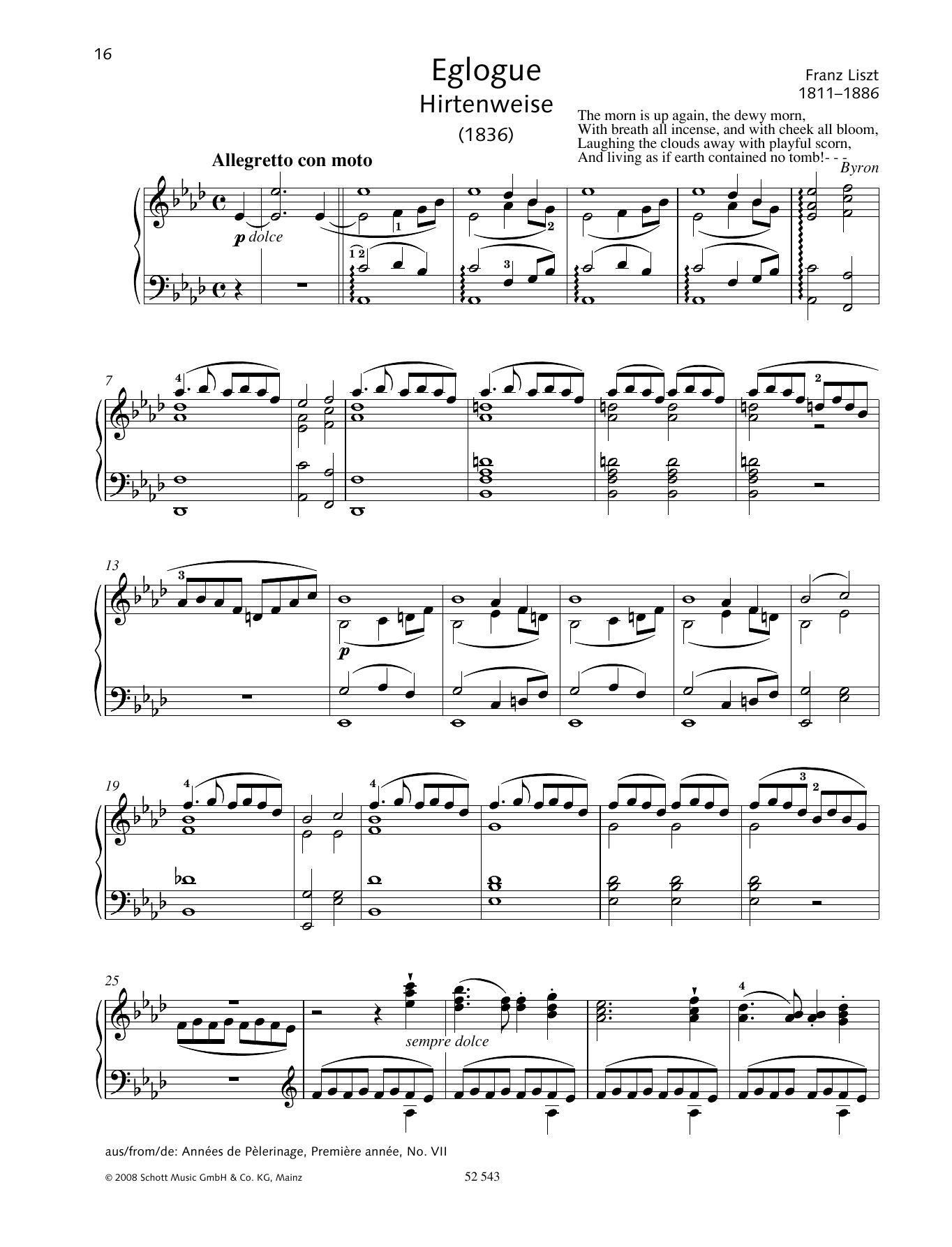 Learn to play Franz Liszt Eglogue (Hirtenweise) sheet music for Piano Solo in minutes. Franz Liszt Eglogue (Hirtenweise) sheet music preview music notes and score for Piano Solo including 4 page(s)