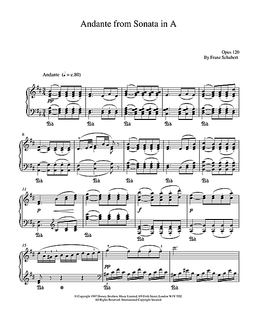 Learn to play Franz Schubert Andante From Sonata In A sheet music for Piano in minutes. Franz Schubert Andante From Sonata In A sheet music notes and chords