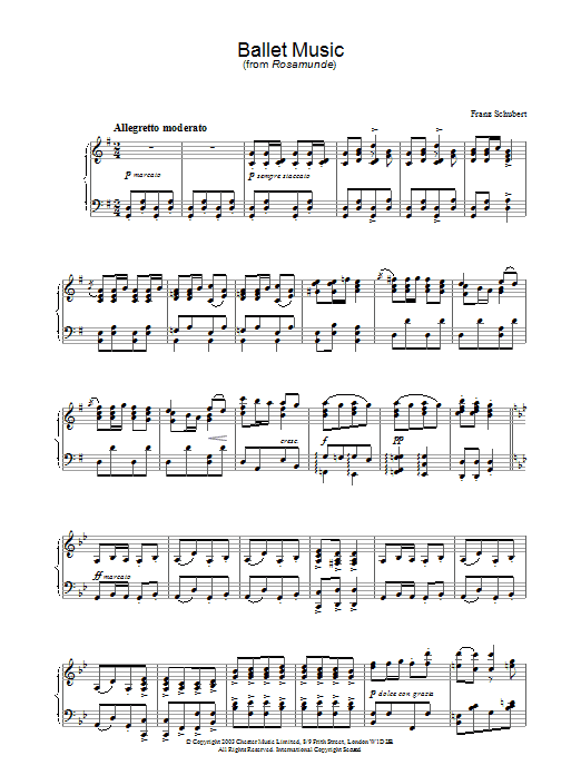 Learn to play Franz Schubert Ballet Music in G (from 'Rosamunde') sheet music for Piano in minutes. Franz Schubert Ballet Music in G (from 'Rosamunde') sheet music preview music notes and score for Piano including 4 page(s)