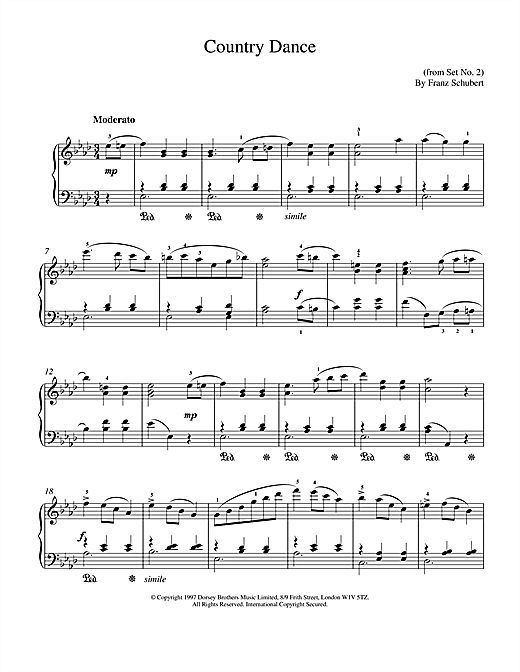 Learn to play Franz Schubert Country Dance sheet music for Piano in minutes. Franz Schubert Country Dance sheet music notes and chords