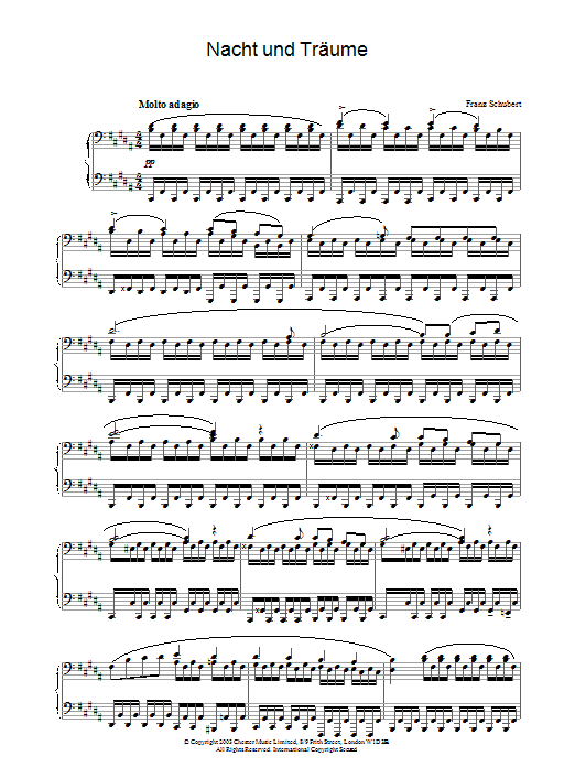 Learn to play Franz Schubert Nacht und Träume D.827 sheet music for Piano in minutes. Franz Schubert Nacht und Träume D.827 sheet music preview music notes and score for Piano including 2 page(s)