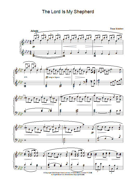 Learn to play Franz Schubert The Lord Is My Shepherd sheet music for Piano in minutes. Franz Schubert The Lord Is My Shepherd sheet music preview music notes and score for Piano including 3 page(s)