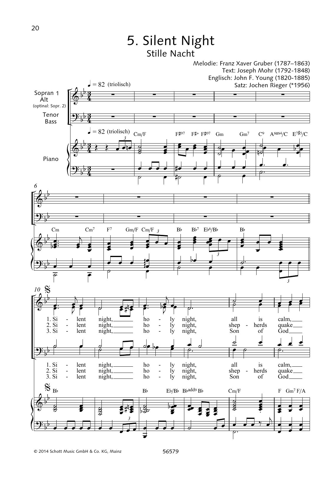 Learn to play Franz Xaver Gruber Silent Night sheet music for Choir in minutes. Franz Xaver Gruber Silent Night sheet music preview music notes and score for Choir including 3 page(s)