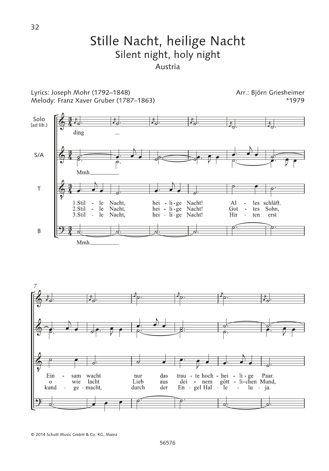 Learn to play Franz Xaver Gruber Stille Nacht, Heilige Nacht sheet music for Choir in minutes. Franz Xaver Gruber Stille Nacht, Heilige Nacht sheet music preview music notes and score for Choir including 2 page(s)