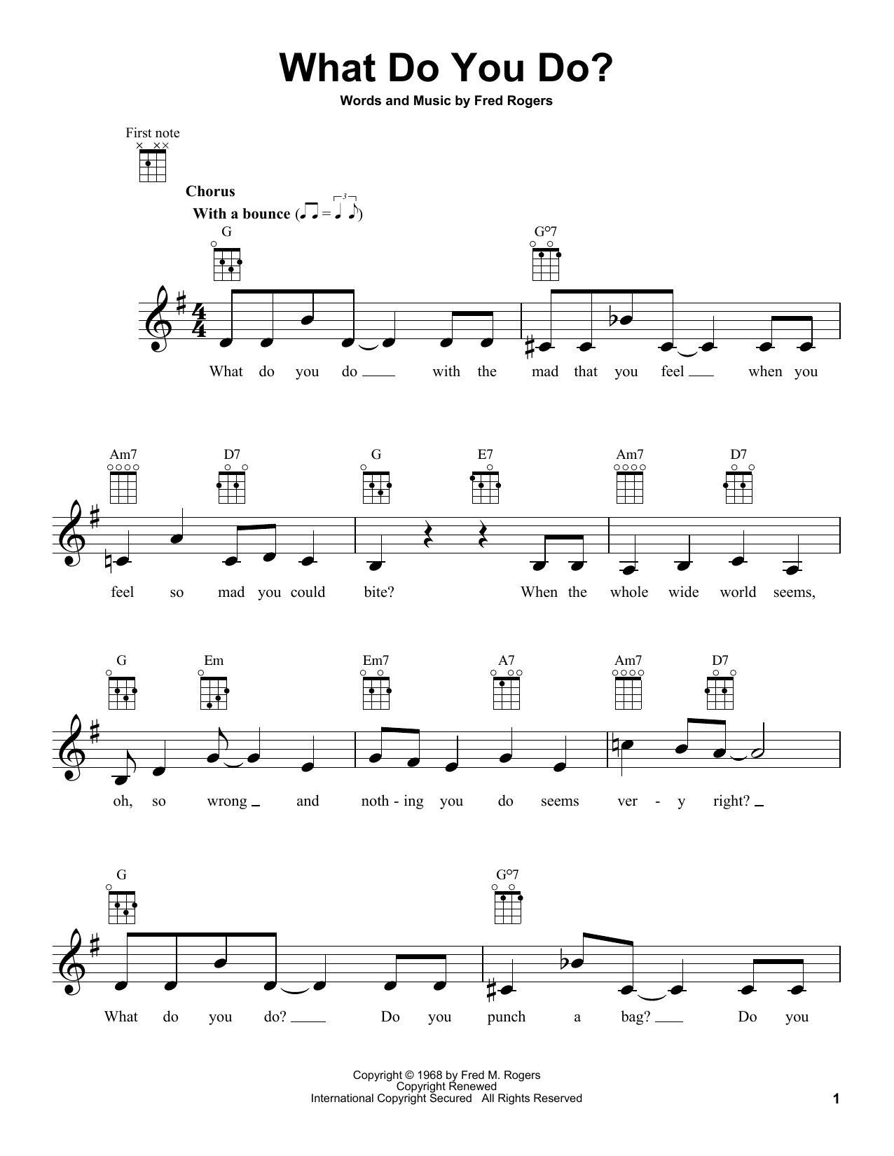 Fred Rogers What Do You Do? (from Mister Rogers' Neighborhood) sheet music, chords, lyrics - Printable PDF for Ukulele