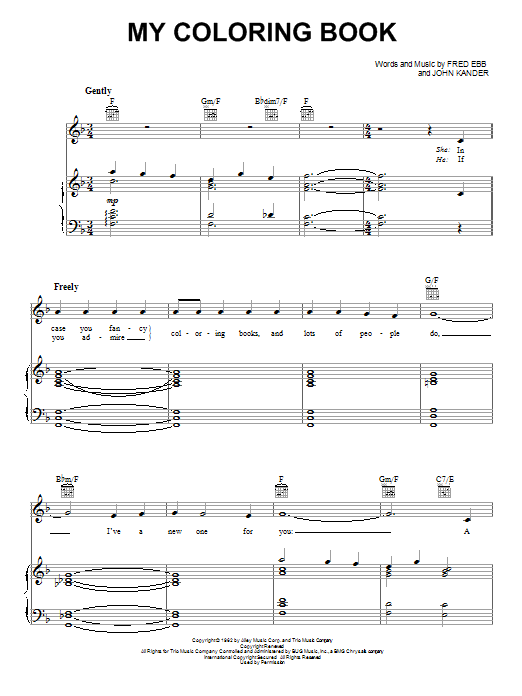 Learn to play Fred Ebb My Coloring Book sheet music for Piano, Vocal & Guitar (Right-Hand Melody) in minutes. Fred Ebb My Coloring Book sheet music notes and chords