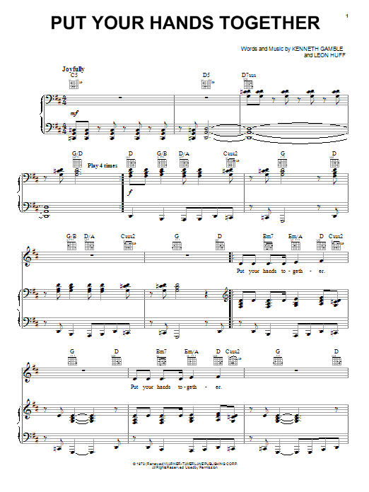 Learn to play Fred Hammond and Natalie Wilson Put Your Hands Together sheet music for Piano, Vocal & Guitar (Right-Hand Melody) in minutes. Fred Hammond and Natalie Wilson Put Your Hands Together sheet music preview music notes and score for Piano, Vocal & Guitar (Right-Hand Melody) including 7 page(s)