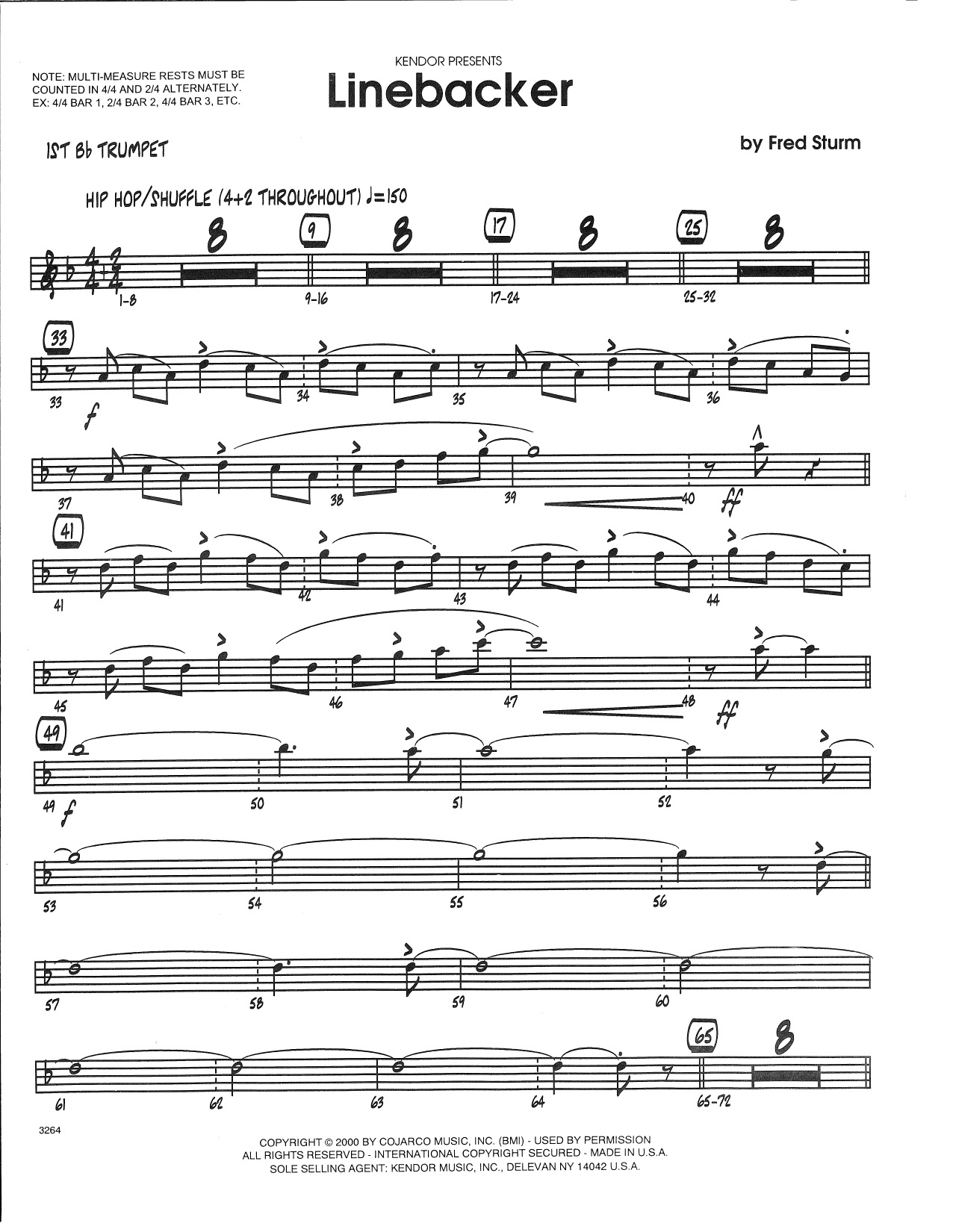 Learn to play Fred Sturm Linebacker - 1st Bb Trumpet sheet music for Jazz Ensemble in minutes. Fred Sturm Linebacker - 1st Bb Trumpet sheet music preview music notes and score for Jazz Ensemble including 4 page(s)