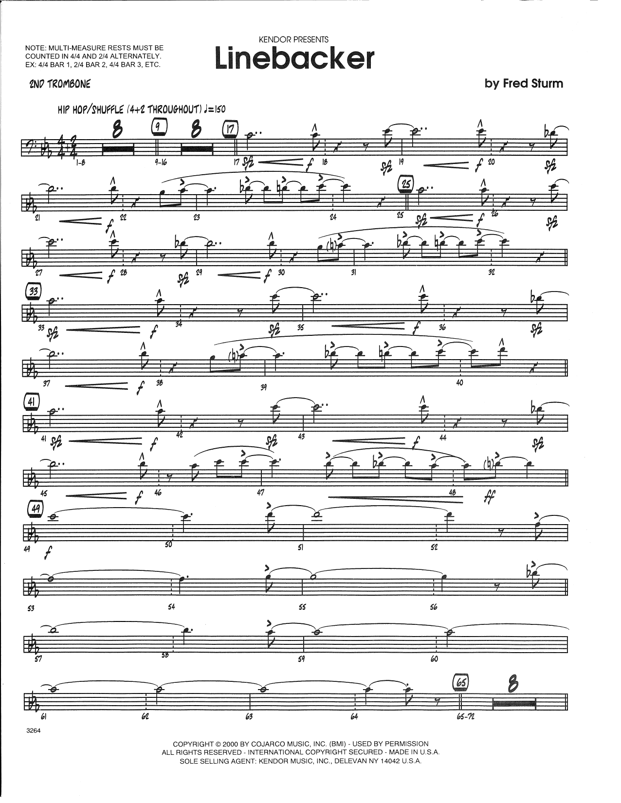 Fred Sturm Linebacker - 2nd Trombone sheet music preview music notes and score for Jazz Ensemble including 3 page(s)