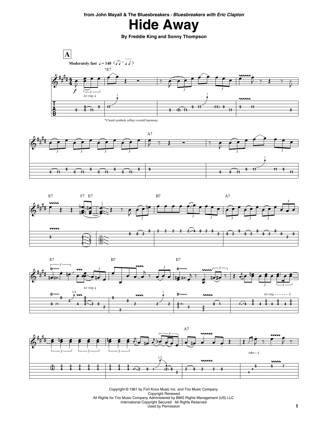 Learn to play Freddie King Hide Away sheet music for Guitar Tab in minutes. Freddie King Hide Away sheet music preview music notes and score for Guitar Tab including 5 page(s)