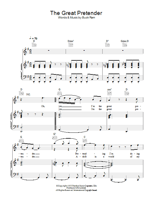 Learn to play Freddie Mercury The Great Pretender sheet music for Melody Line, Lyrics & Chords in minutes. Freddie Mercury The Great Pretender sheet music preview music notes and score for Melody Line, Lyrics & Chords including 3 page(s)