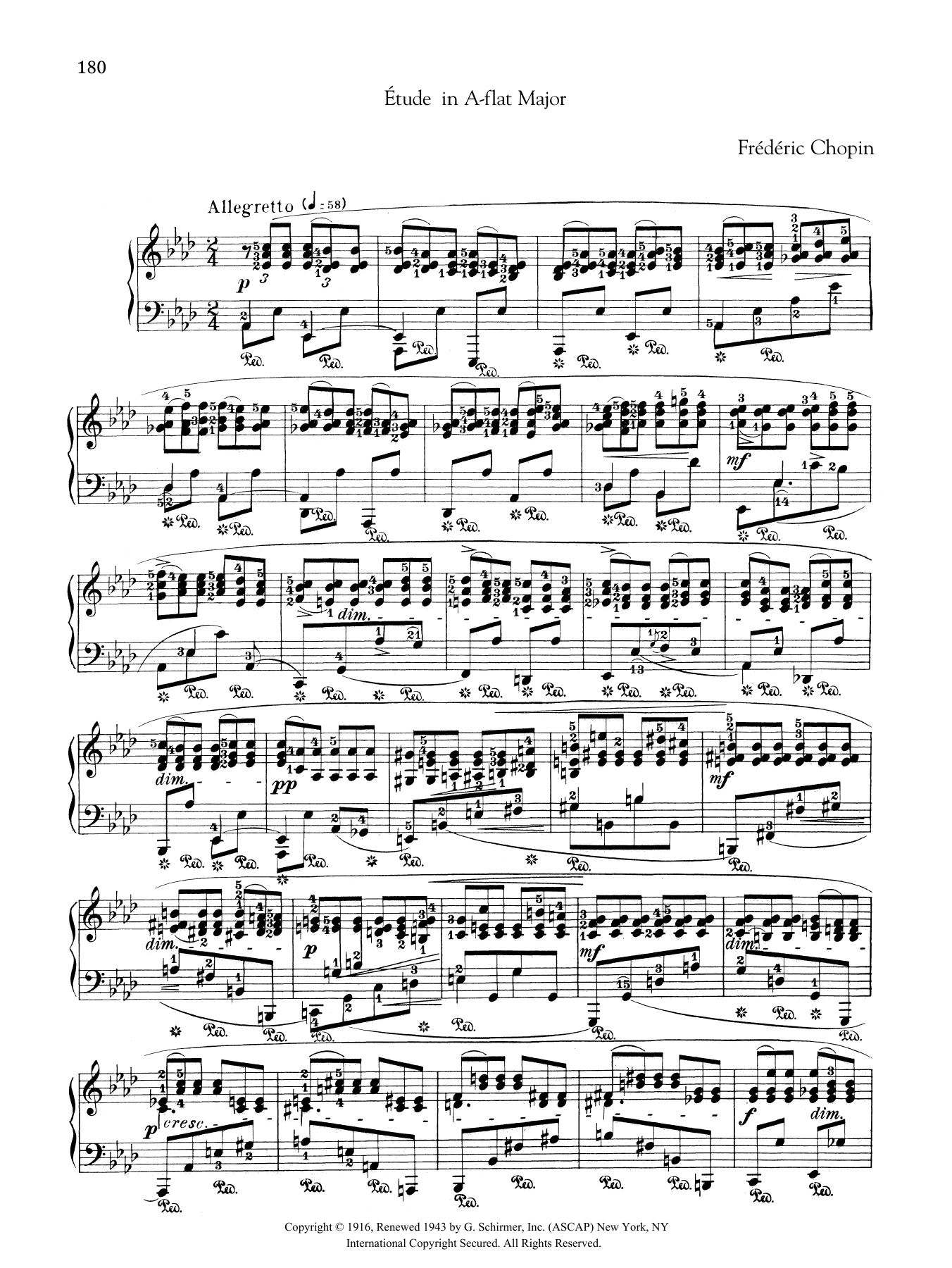 Frederic Chopin Etude in A-flat Major, from Trois Nouvelles Etudes from Methode des methodes de piano sheet music, chords, lyrics - Printable PDF for Piano Solo