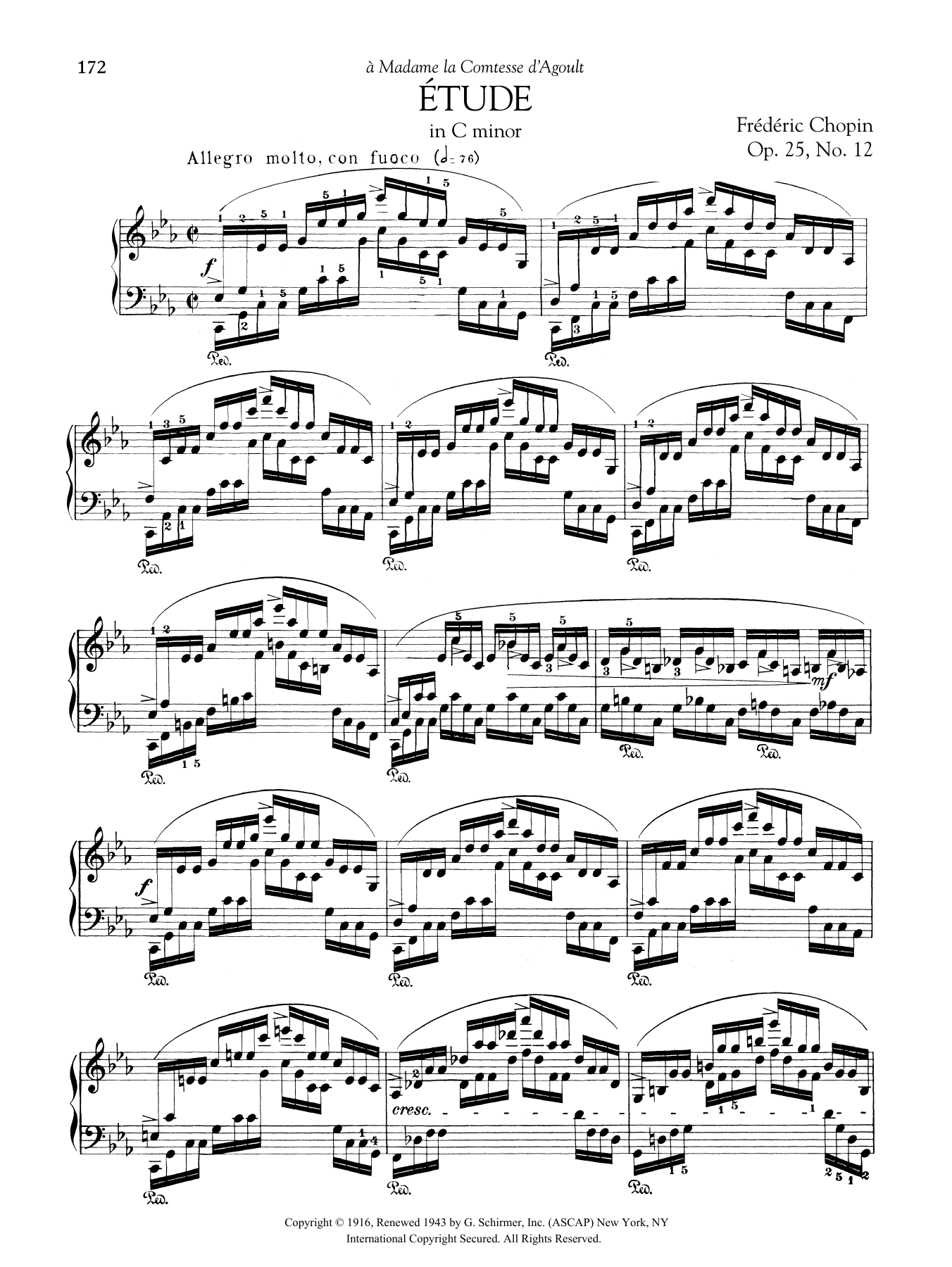 Frederic Chopin Etude in C minor, Op. 25, No. 12 sheet music, chords, lyrics - Printable PDF for Piano Solo