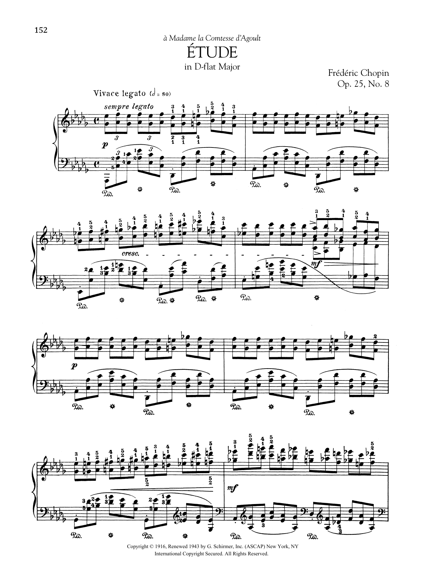 Frederic Chopin Etude in D-flat Major, Op. 25, No. 8 sheet music, chords, lyrics - Printable PDF for Piano Solo