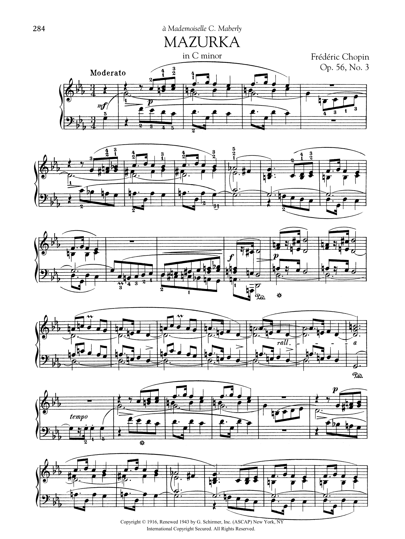 Frederic Chopin Mazurka in C minor, Op. 56, No. 3 sheet music, chords, lyrics - Printable PDF for Piano Solo