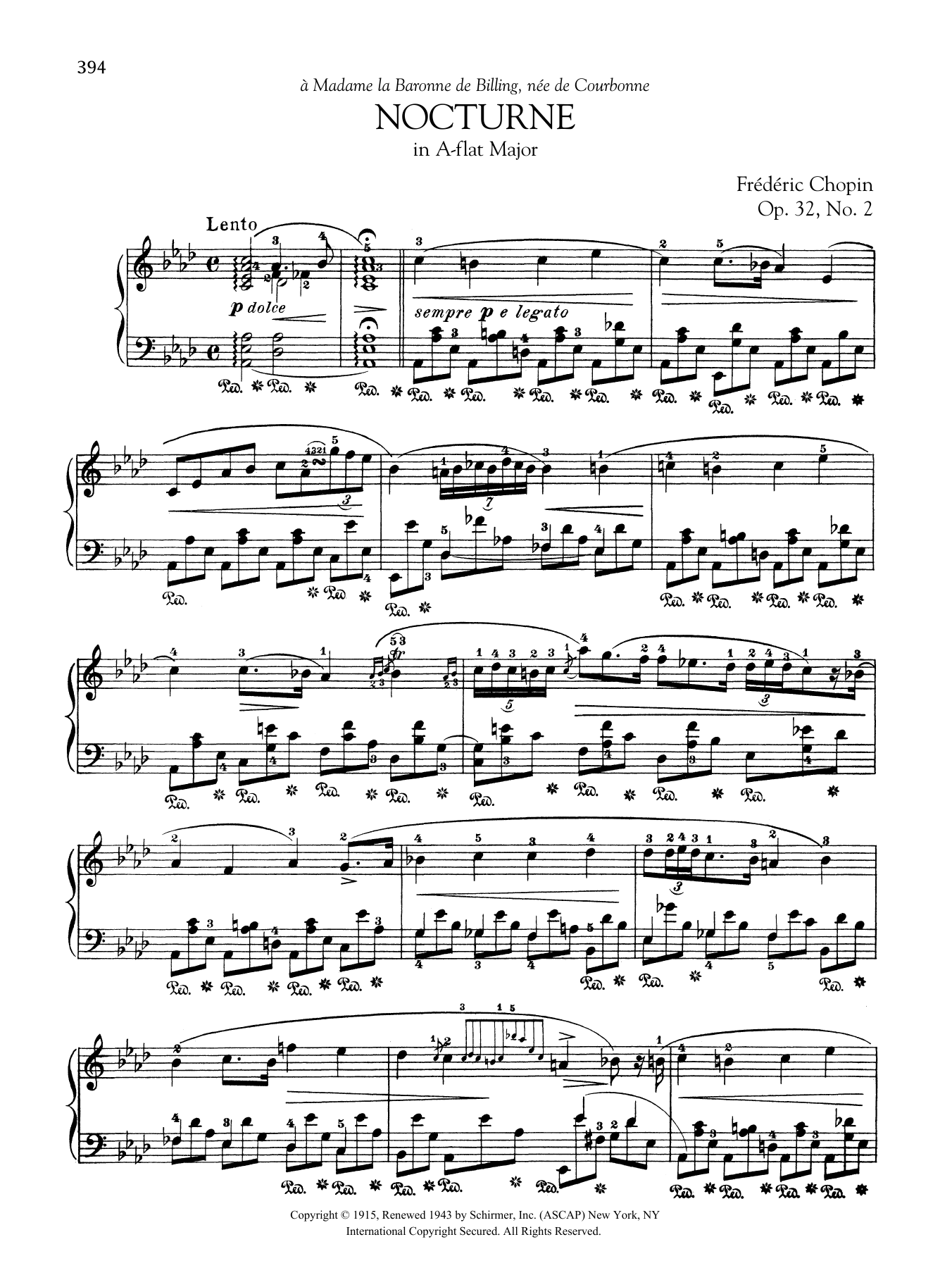 Frederic Chopin Nocturne in A-flat Major, Op. 32, No. 2 sheet music, chords, lyrics - Printable PDF for Piano Solo
