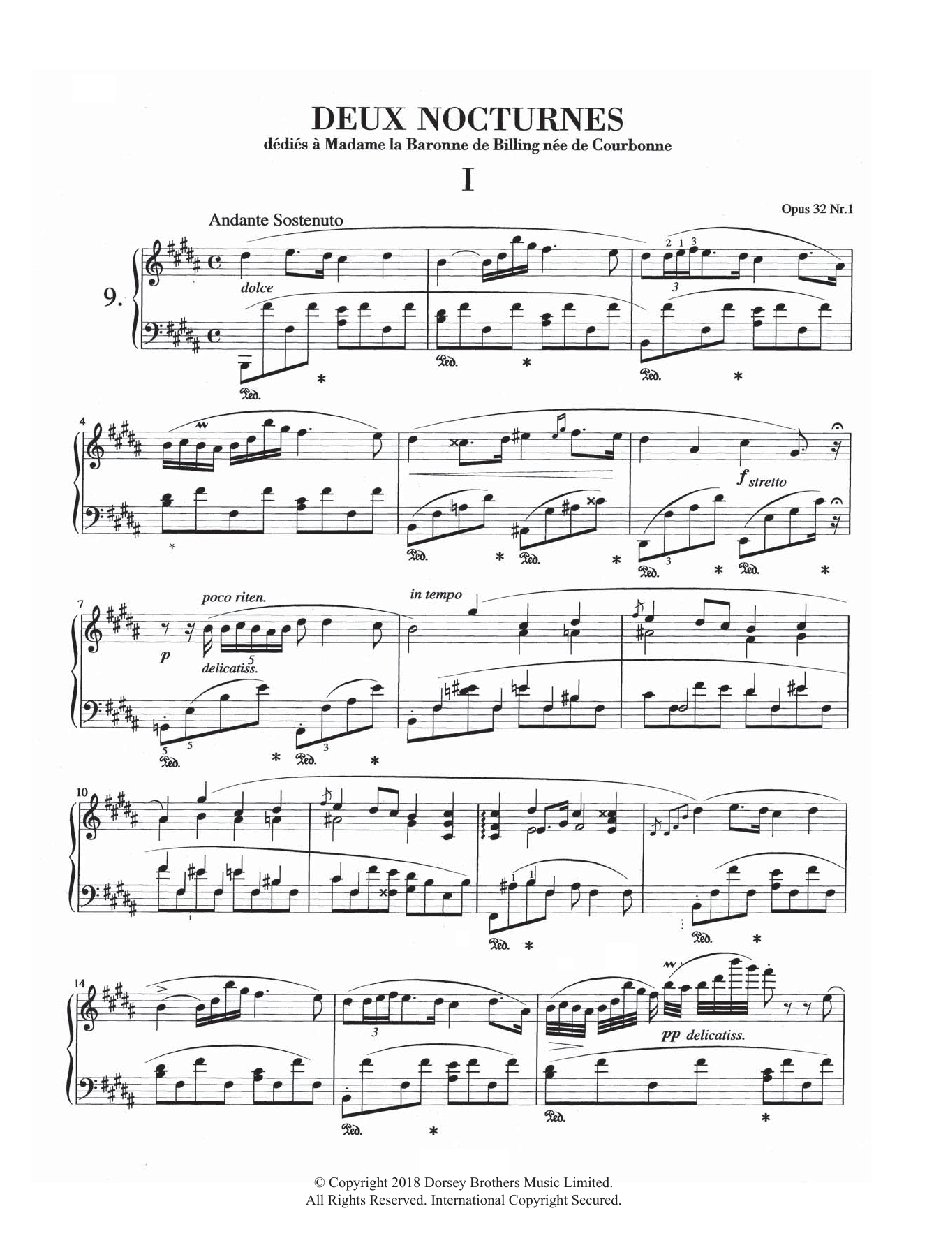 Frederic Chopin Nocturne in B Major, Op.32, No.1 sheet music, chords, lyrics - Printable PDF for Piano