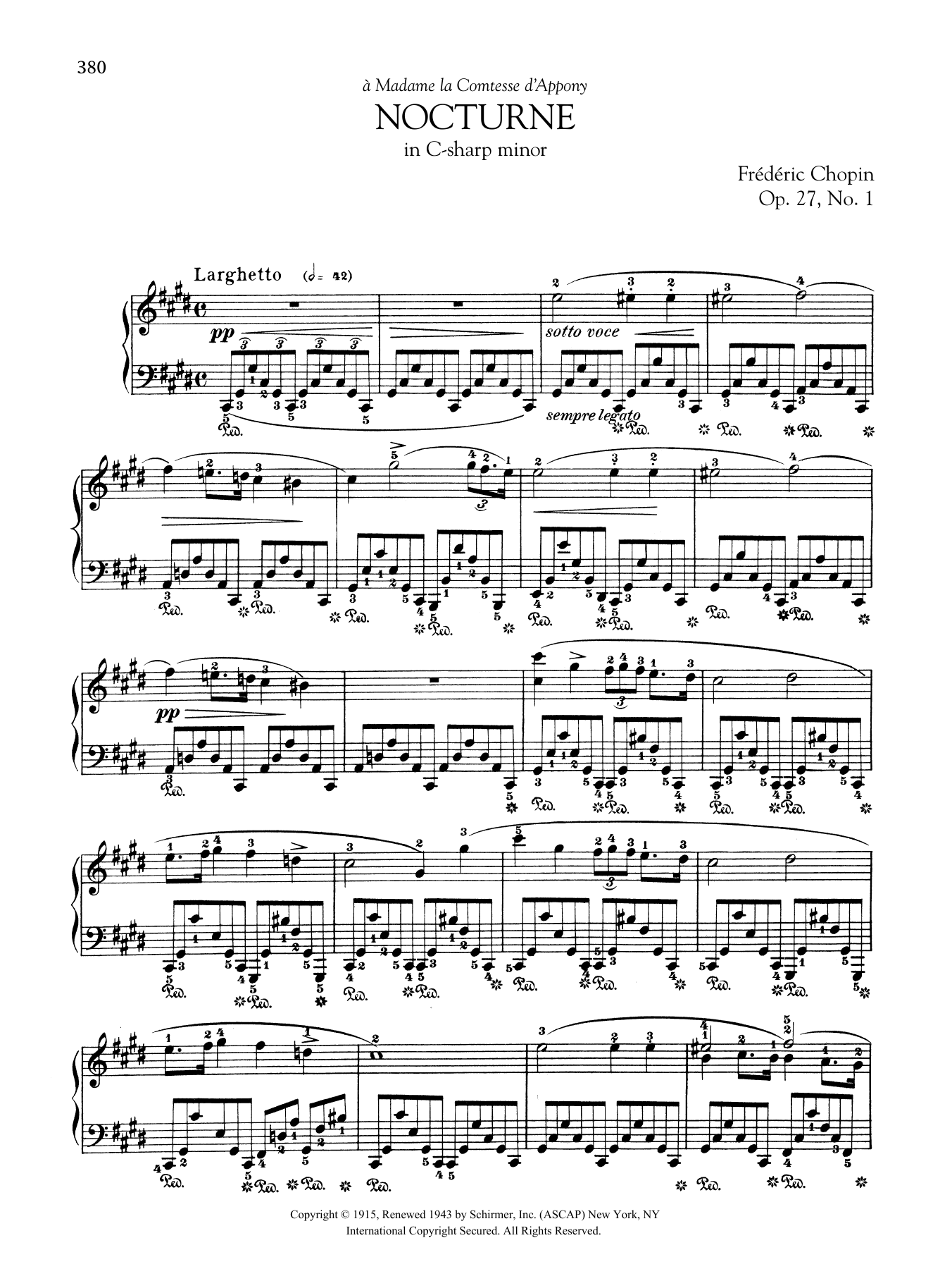 Frederic Chopin Nocturne in C-sharp minor, Op. 27, No. 1 sheet music, chords, lyrics - Printable PDF for Piano Solo