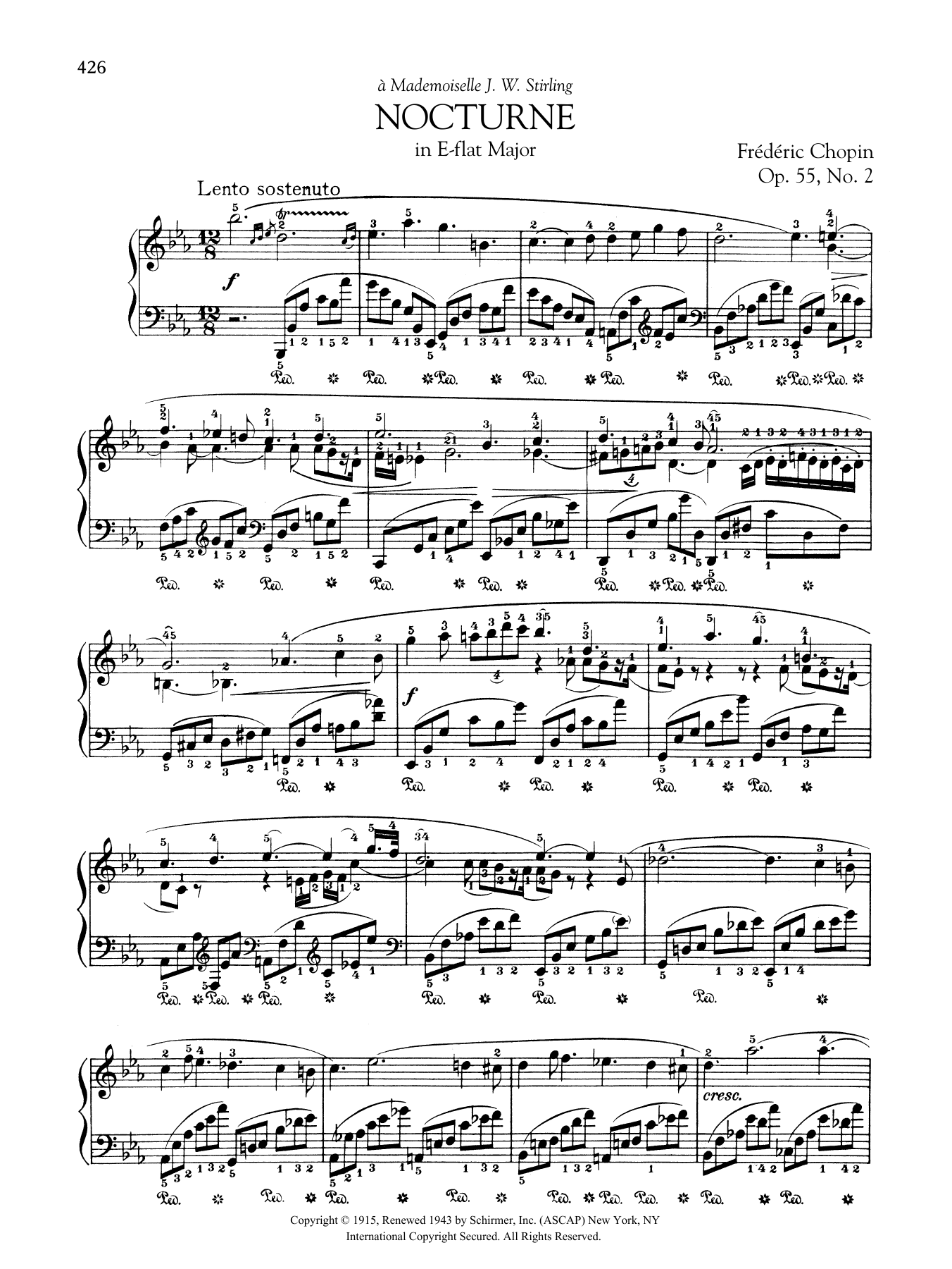 Frederic Chopin Nocturne in E-flat Major, Op. 55, No. 2 sheet music, chords, lyrics - Printable PDF for Piano Solo