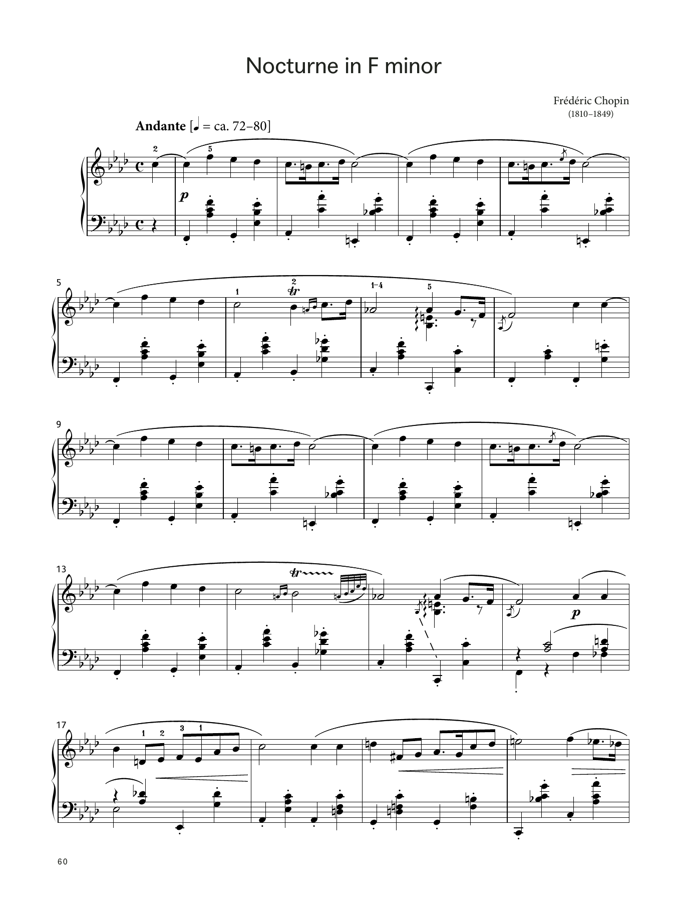 Frédéric Chopin Nocturne in F minor, Op. 55 No. 1 (LCME Piano 2018 Grade 8 List B) sheet music, chords, lyrics - Printable PDF for Piano Solo