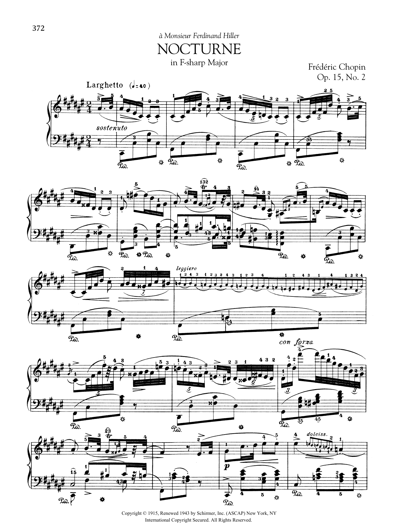 Frederic Chopin Nocturne in F-sharp Major, Op. 15, No. 2 sheet music, chords, lyrics - Printable PDF for Piano Solo