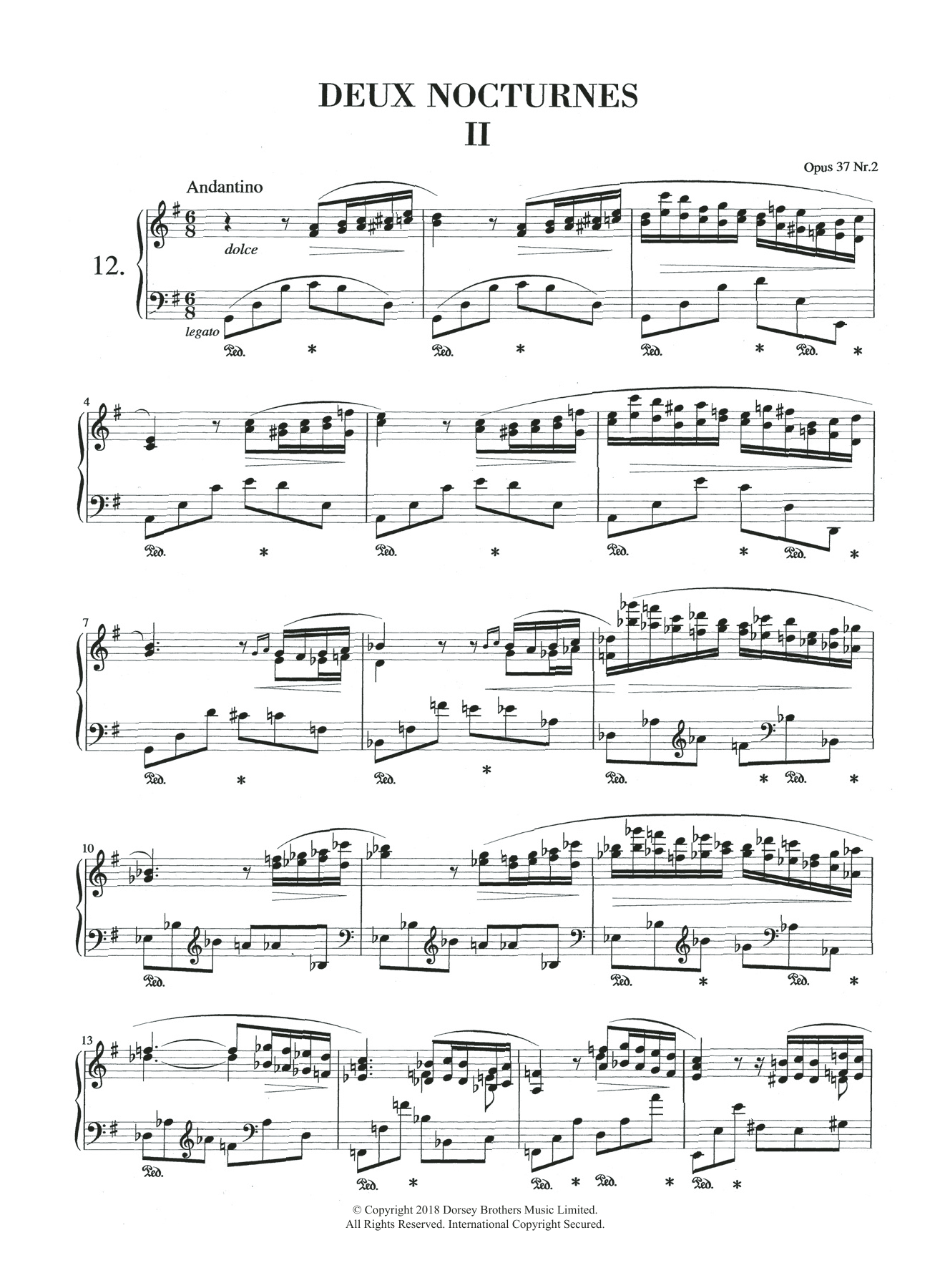 Frederic Chopin Nocturne in G Major, Op.37, No.2 sheet music, chords, lyrics - Printable PDF for Piano