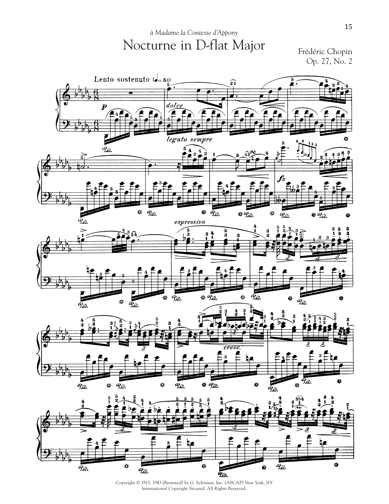 Frederic Chopin Nocturne, Op. 27, No. 2 sheet music, chords, lyrics - Printable PDF for Piano Solo