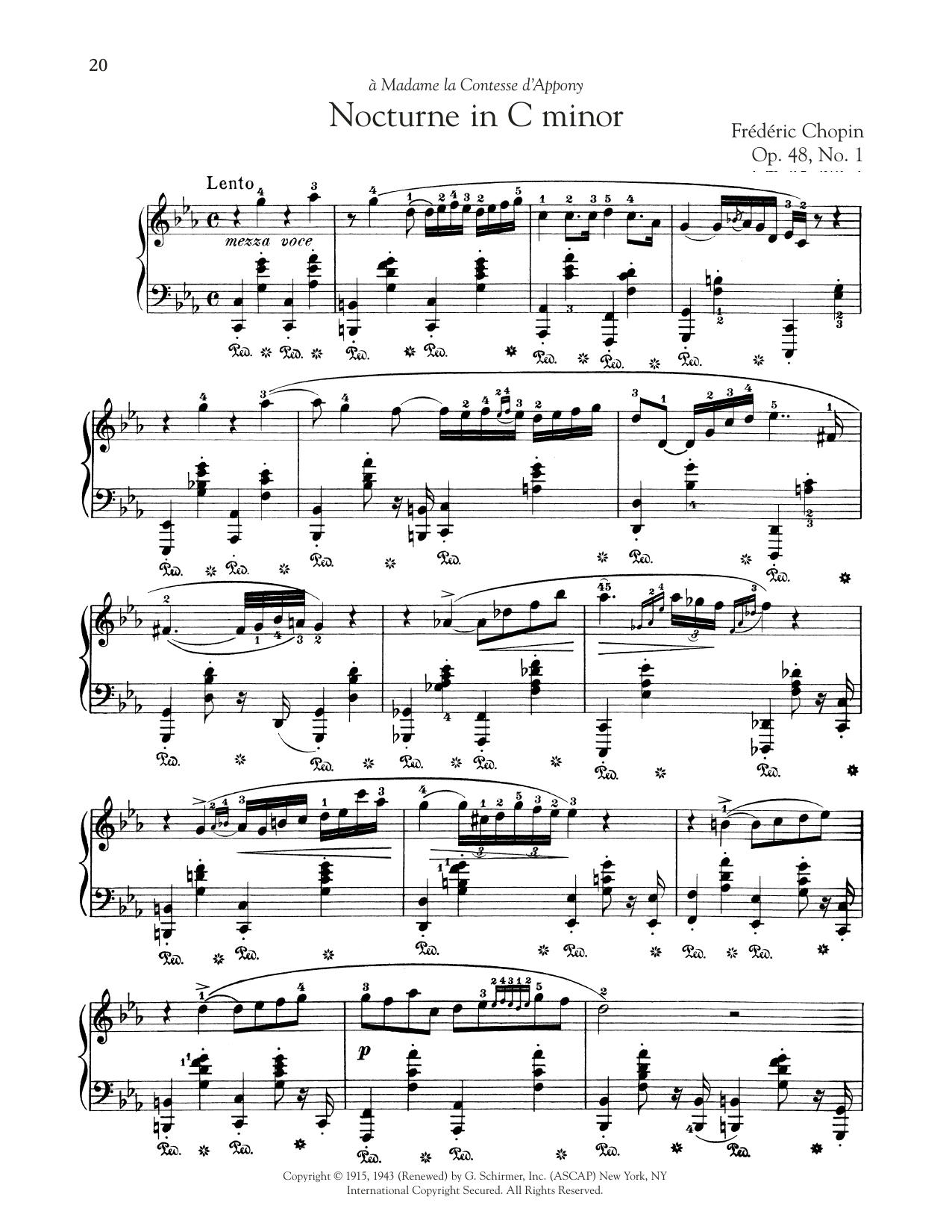 Frédéric Chopin Nocturne, Op. 48, No. 1 sheet music, chords, lyrics - Printable PDF for Piano Solo