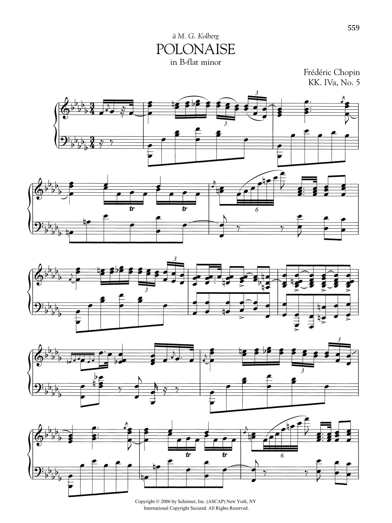 Frederic Chopin Polonaise in B-flat minor, KK. IVa, No. 5 sheet music, chords, lyrics - Printable PDF for Piano Solo