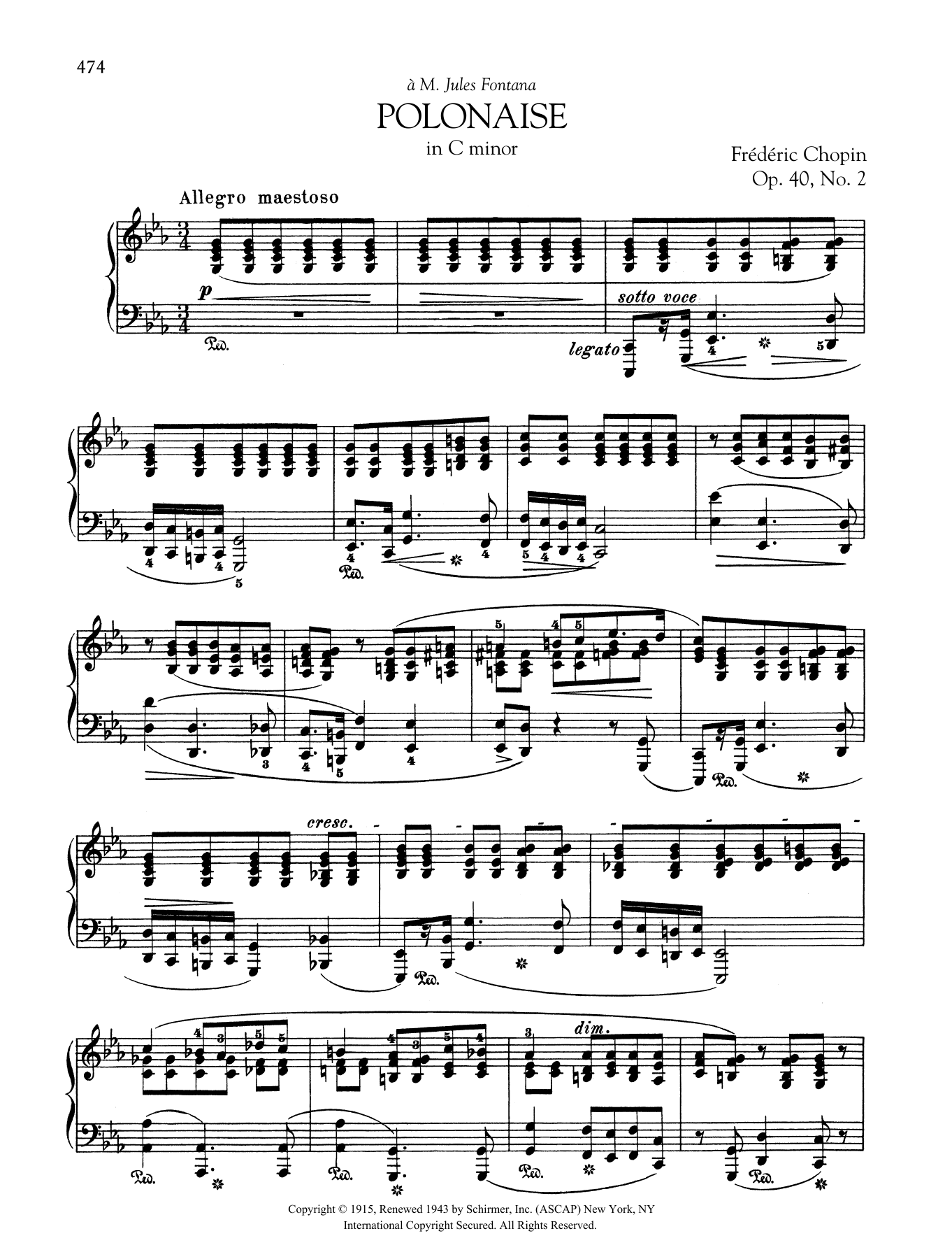 Frédéric Chopin Polonaise In C Minor, Op. 40, No. 2 sheet music, chords, lyrics - Printable PDF for Piano Solo