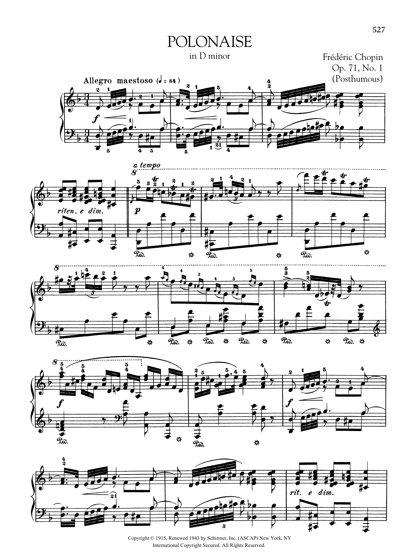 Frederic Chopin Polonaise in D minor, Op. 71, No. 1 (Posthumous) sheet music, chords, lyrics - Printable PDF for Piano Solo